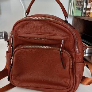 Brown leather backpack